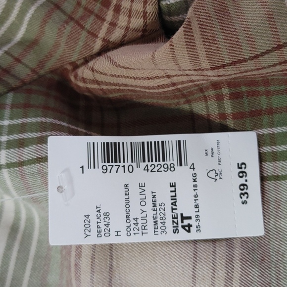 The Children's Place Olive Plaid Top With Leggings Two Piece Set - Picture 6 of 6